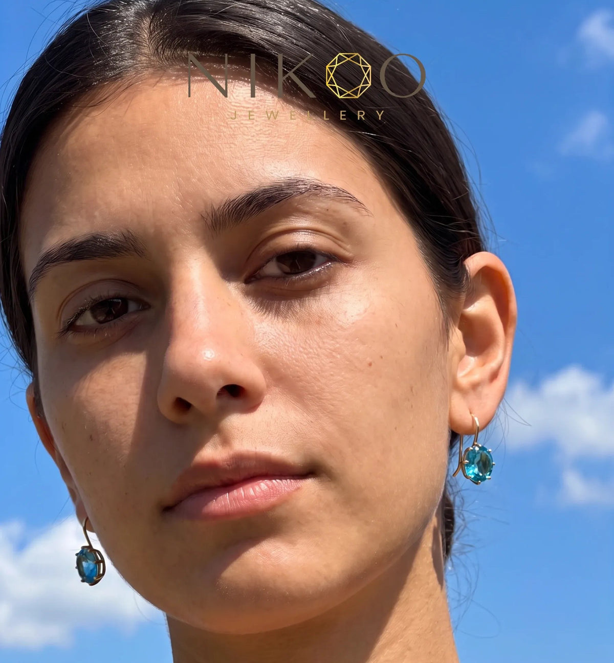 Gold & Blue Topaz Earrings